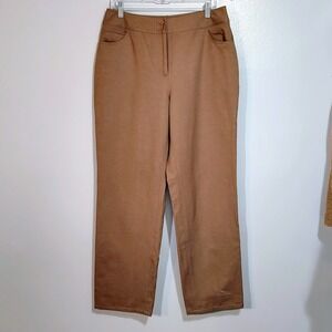 Appleseed's Womens Brown Cotton Blend‎ High Rise Straight Leg Pants - Size 14M